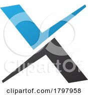 Poster, Art Print Of Blue And Black Tick Shaped Letter X Icon