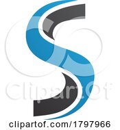 Blue And Black Twisted Shaped Letter S Icon