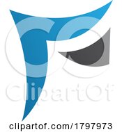 Poster, Art Print Of Blue And Black Wavy Paper Shaped Letter F Icon