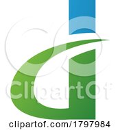 Blue And Green Curvy Pointed Letter D Icon