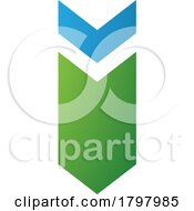 Blue And Green Down Facing Arrow Shaped Letter I Icon