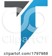 Poster, Art Print Of Blue And Black Split Shaped Letter T Icon