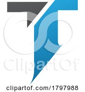 Blue And Black Split Shaped Letter T Icon