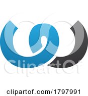 Blue And Black Spring Shaped Letter W Icon