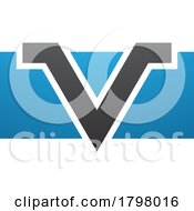 Poster, Art Print Of Blue And Black Rectangle Shaped Letter V Icon