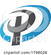 Blue And Black Oval Shaped Letter P Icon