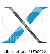 Poster, Art Print Of Blue And Black Pointy Tipped Letter X Icon