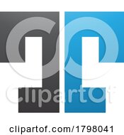 Poster, Art Print Of Blue And Black Bold Split Shaped Letter T Icon