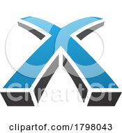 Poster, Art Print Of Blue And Black 3d Shaped Letter X Icon