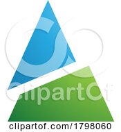 Poster, Art Print Of Blue And Green Split Triangle Shaped Letter A Icon