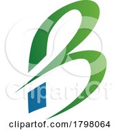 Poster, Art Print Of Blue And Green Slim Letter B Icon With Pointed Tips