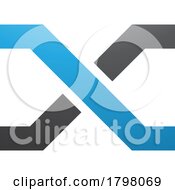 Poster, Art Print Of Blue And Black Letter X Icon With Crossing Lines