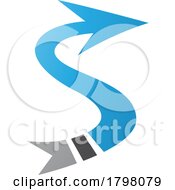 Poster, Art Print Of Blue And Black Arrow Shaped Letter S Icon