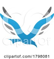 Blue And Black Bird Shaped Letter V Icon