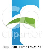 Poster, Art Print Of Blue And Green Letter F Icon With Pointy Tips