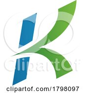 Poster, Art Print Of Blue And Green Italic Arrow Shaped Letter K Icon