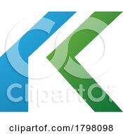 Blue And Green Folded Letter K Icon