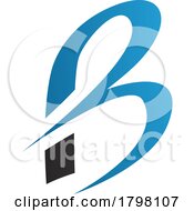 Blue And Black Slim Letter B Icon With Pointed Tips