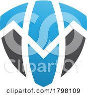 Poster, Art Print Of Blue And Black Shield Shaped Letter T Icon