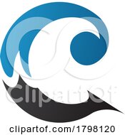 Blue And Black Round Curly Letter C Icon