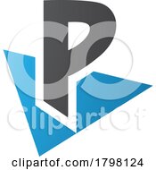 Poster, Art Print Of Blue And Black Letter P Icon With A Triangle