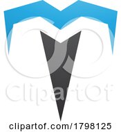 Poster, Art Print Of Blue And Black Letter T Icon With Pointy Tips