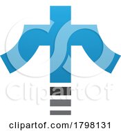 Blue And Black Cross Shaped Letter T Icon