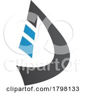 Poster, Art Print Of Blue And Black Curved Strip Shaped Letter D Icon
