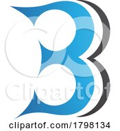Poster, Art Print Of Blue And Black Curvy Letter B Icon Resembling Number 3