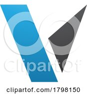 Blue And Black Geometrical Shaped Letter V Icon