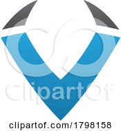 Blue And Black Horn Shaped Letter V Icon
