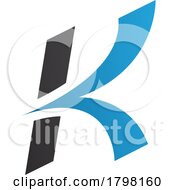 Blue And Black Italic Arrow Shaped Letter K Icon