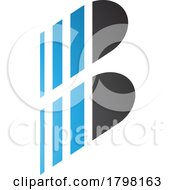 Poster, Art Print Of Blue And Black Letter B Icon With Vertical Stripes