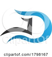Poster, Art Print Of Blue And Black Letter D Icon With Wavy Curves