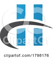 Blue And Black Letter H Icon With Vertical Rectangles And A Swoosh