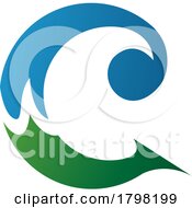Blue And Green Round Curly Letter C Icon