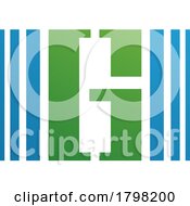 Poster, Art Print Of Blue And Green Letter G Icon With Vertical Stripes