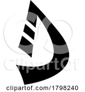 Black Curved Strip Shaped Letter D Icon