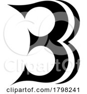 Poster, Art Print Of Black Curvy Letter B Icon Resembling Number 3