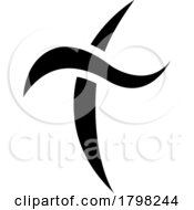 Poster, Art Print Of Black Curvy Sword Shaped Letter T Icon