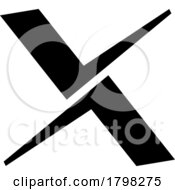 Black Tick Shaped Letter X Icon