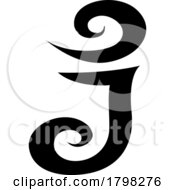 Poster, Art Print Of Black Swirl Shaped Letter J Icon