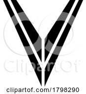 Poster, Art Print Of Black Striped Shaped Letter V Icon