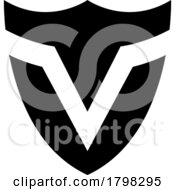 Black Shield Shaped Letter V Icon