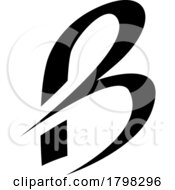 Black Slim Letter B Icon With Pointed Tips