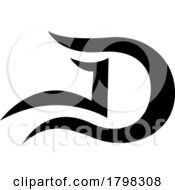 Poster, Art Print Of Black Letter D Icon With Wavy Curves