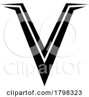 Black Spiky Shaped Letter V Icon