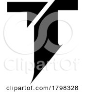 Black Split Shaped Letter T Icon