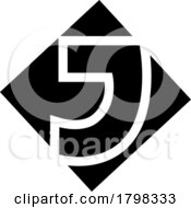 Black Square Diamond Shaped Letter J Icon