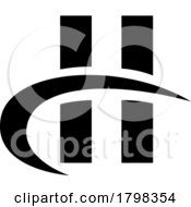 Poster, Art Print Of Black Letter H Icon With Vertical Rectangles And A Swoosh
